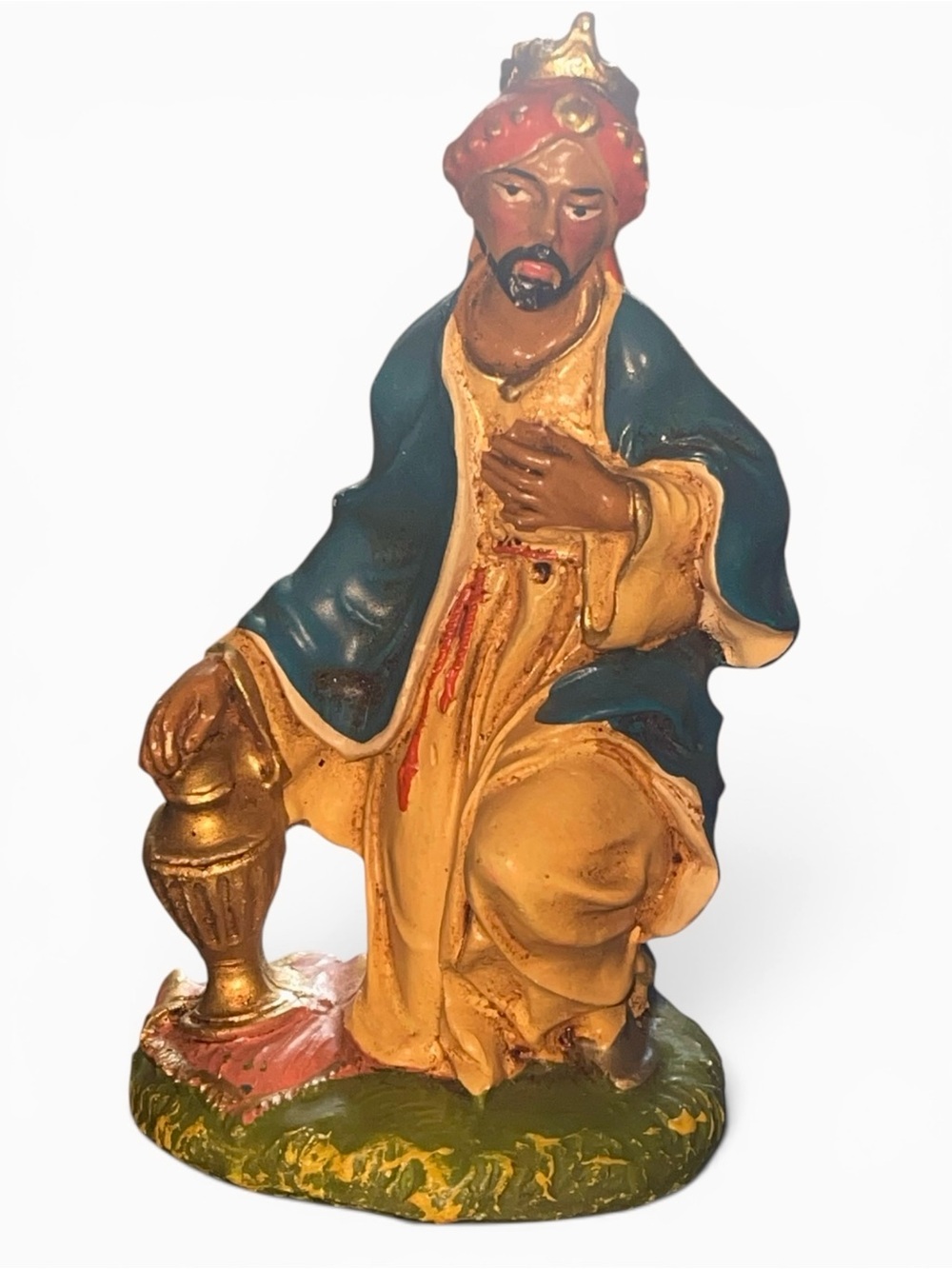 Vintage King Wise Men Paper Mache Figure Nativity Italy Hand Painted